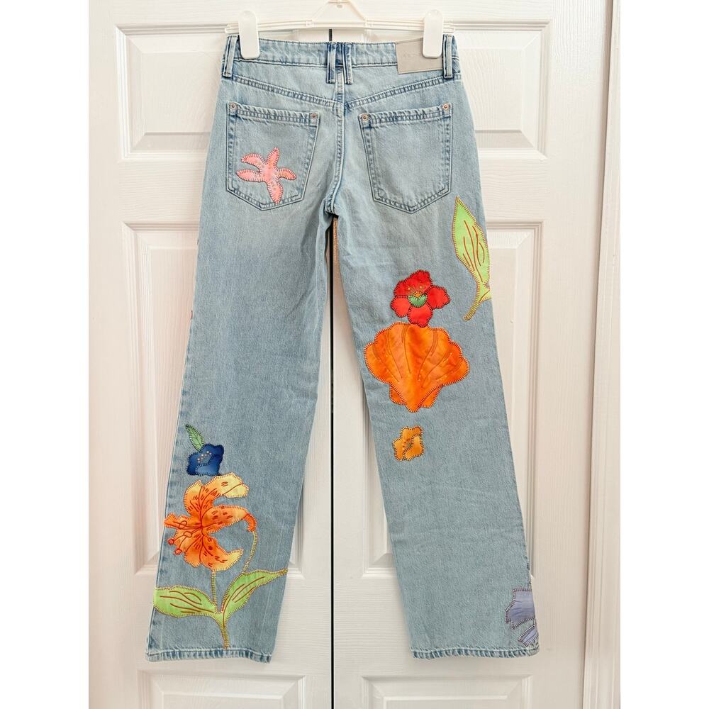 Free People We The Free Surfside Patched Low-Rise Denim Jeans New 24 - Picture 6 of 7
